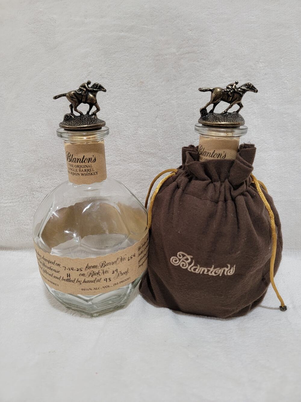 2 Blantons Bottles And Corks T & L With Bags, Empty